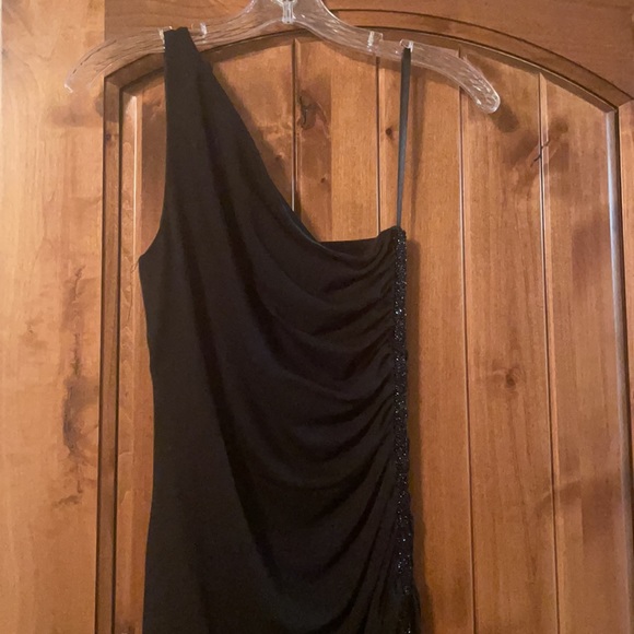 Laundry by Shelli Segal Womens Size 4 Black Maxi Party Dress One Shoulder sexy - Picture 3 of 4
